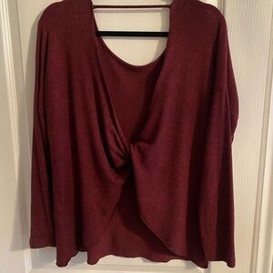 Open Back Knotted Burgundy Sweater